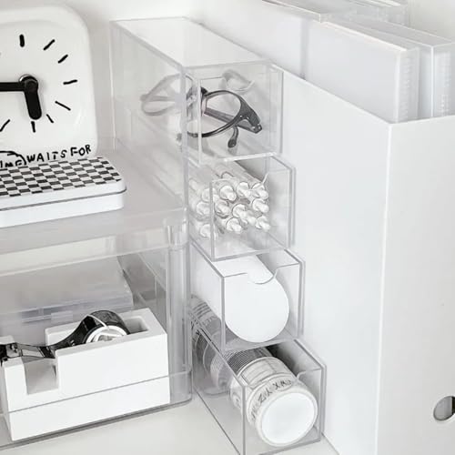 MosQuick® 4 layer drawers acrylic transparent storage organiser for specs sunglasses, cosmetics stationery jewellery watches etc for bathroom kitchen wardrobe cabinets - Image 5