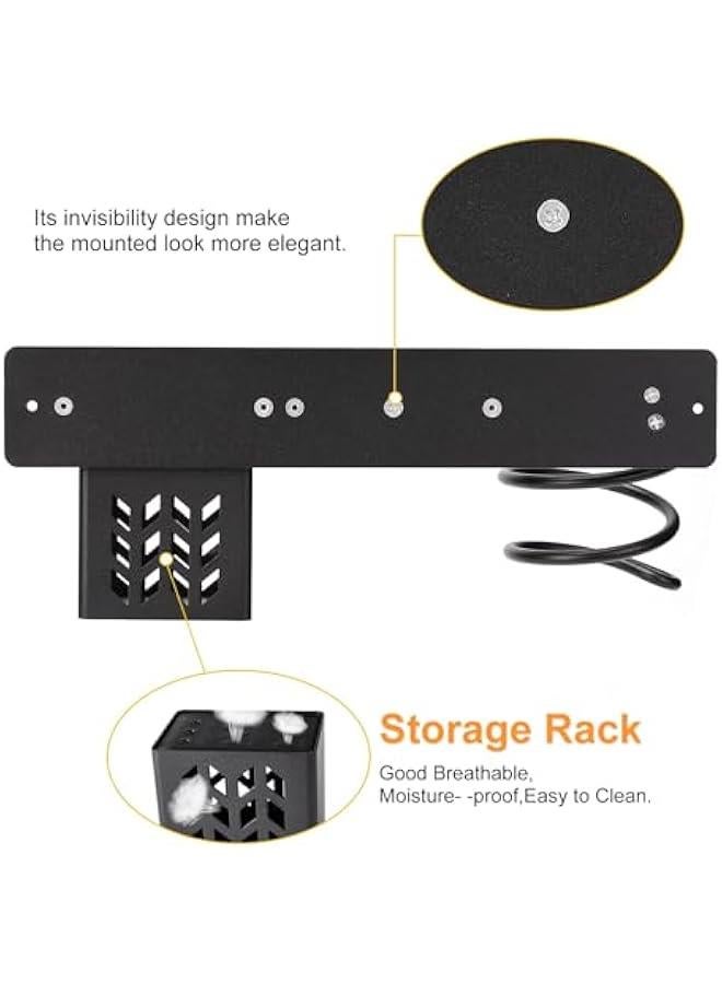 Hair Dryer Holder Hairdryer Station Wall Mounted Spiral Shelf Bracket Stand Hanger Straightener Organizer Blow Storage with Holes Rack For Bathroom Aluminum Professional - Image 4