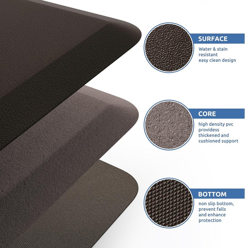 KitchenClouds Kitchen Mat Cushioned Anti Fatigue Rug 17.3"x28" Water Resistant Non Slip Standing Desk Mat Comfort Floor Mats for Kitchen House Sink Office (Chocolate) - Image 5
