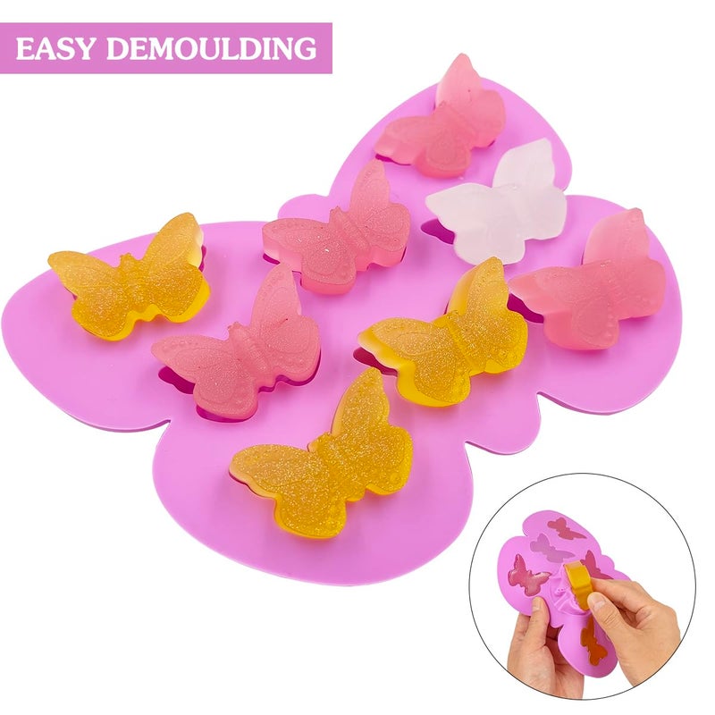 YuCool 3 PCS Silicone Butterfly Chocolate Molds, Non-Stick Butterfly Shape Candy mold, Butterfly Molds for Baking Gummy Ice Cube Tray - Pink,Blue,Purple - Image 5