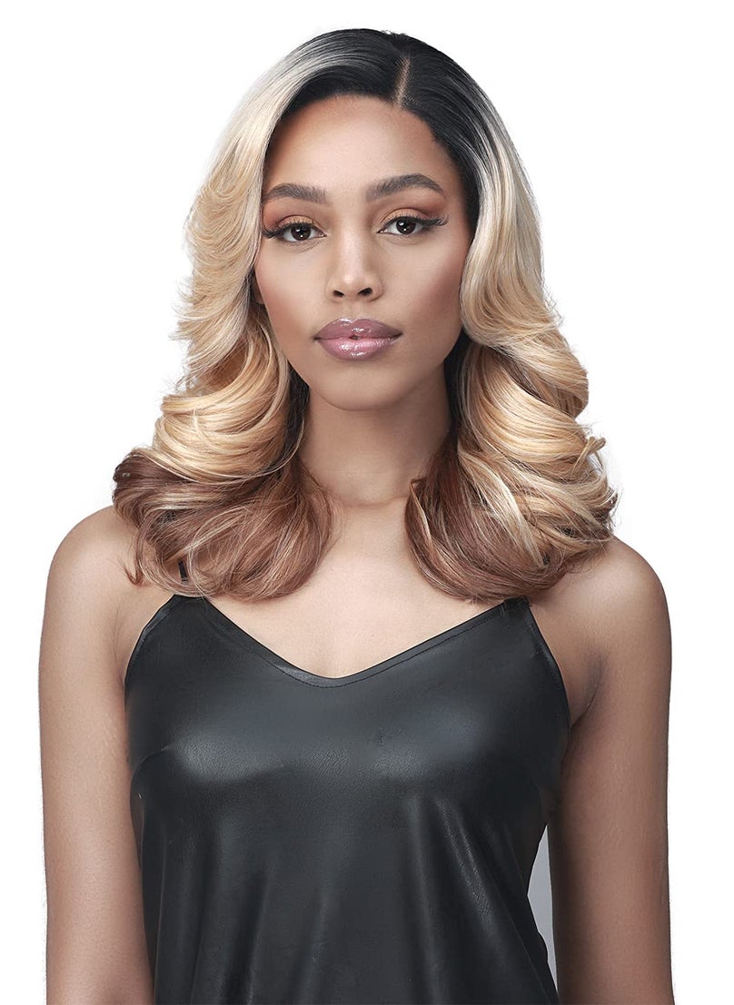 BOBBI BOSS BOBBI BOSS Medium Curly Wigs 13X5 HD Lace Front Wigs for women - MLF673 MELONY, Medium Curly Wigs with Natural Baby Hair, High Heat Resistant wigs (HL613627, Light Blonde, Honey Blonde mix) 