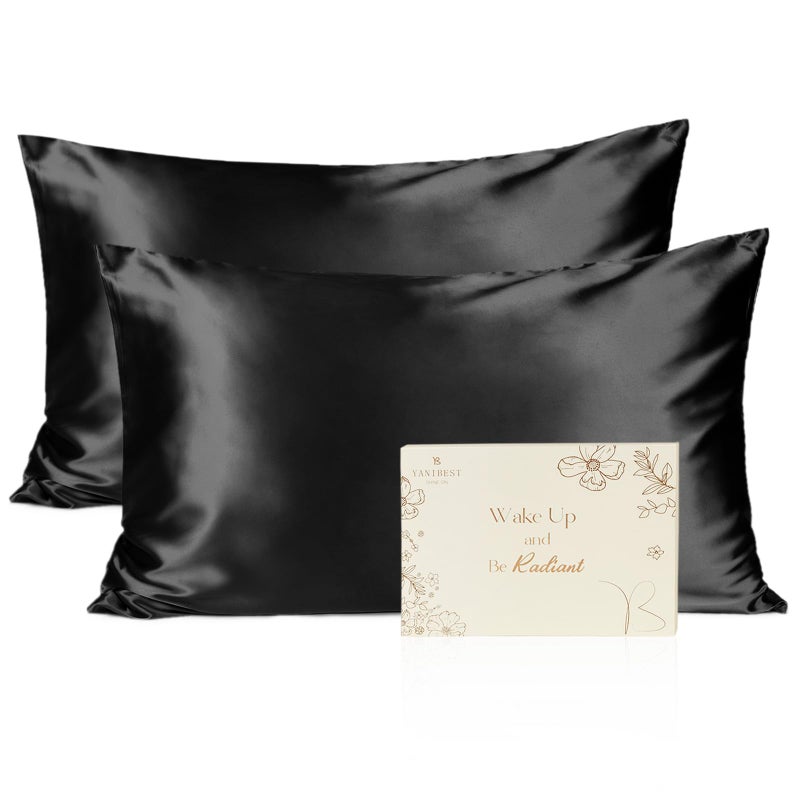 YANIBEST Satin Pillowcase for Hair and Skin Care Silk Pillowcas 2 Pack Queen Size Pillow Cases Set of 2 Satin Cooling Pillow Covers with Hidden Zipper Floral Print Standard 20x26