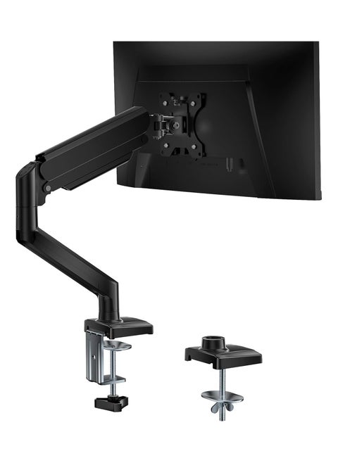 Single Monitor Mount, Gas Spring Monitor Arm for 17-34 inch Screens, Adjustable Computer Monitor Stand up to 26.4lbs, with Clamp and Grommet Base, Mounting Holes 75 and 100mm, Black