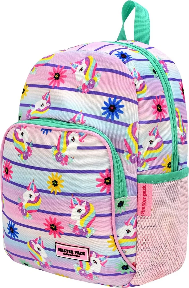 Esbuik New Season Unicorn Patterned Water Bottle Pocket Girl Kindergarten Nursery Backpack