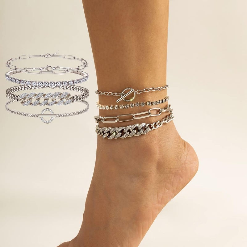 yfstyle Butterfly Ankle Bracelet for Women Rhinestone Anklets Bulk Adjustable Layered Beach Ankle Bracelet Braided Chain Anklet Charm Ankle Bracelet Jewerly Gift - Image 2
