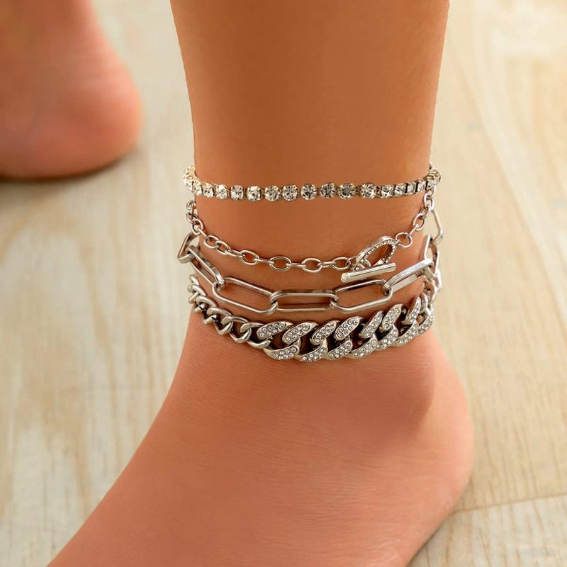yfstyle Butterfly Ankle Bracelet for Women Rhinestone Anklets Bulk Adjustable Layered Beach Ankle Bracelet Braided Chain Anklet Charm Ankle Bracelet Jewerly Gift - Image 4