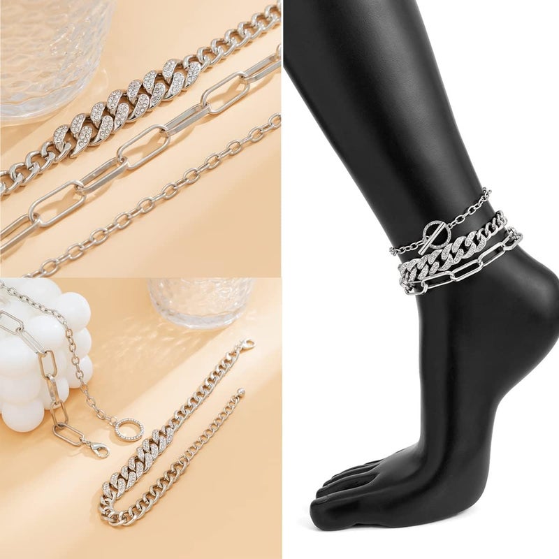 yfstyle Butterfly Ankle Bracelet for Women Rhinestone Anklets Bulk Adjustable Layered Beach Ankle Bracelet Braided Chain Anklet Charm Ankle Bracelet Jewerly Gift - Image 3