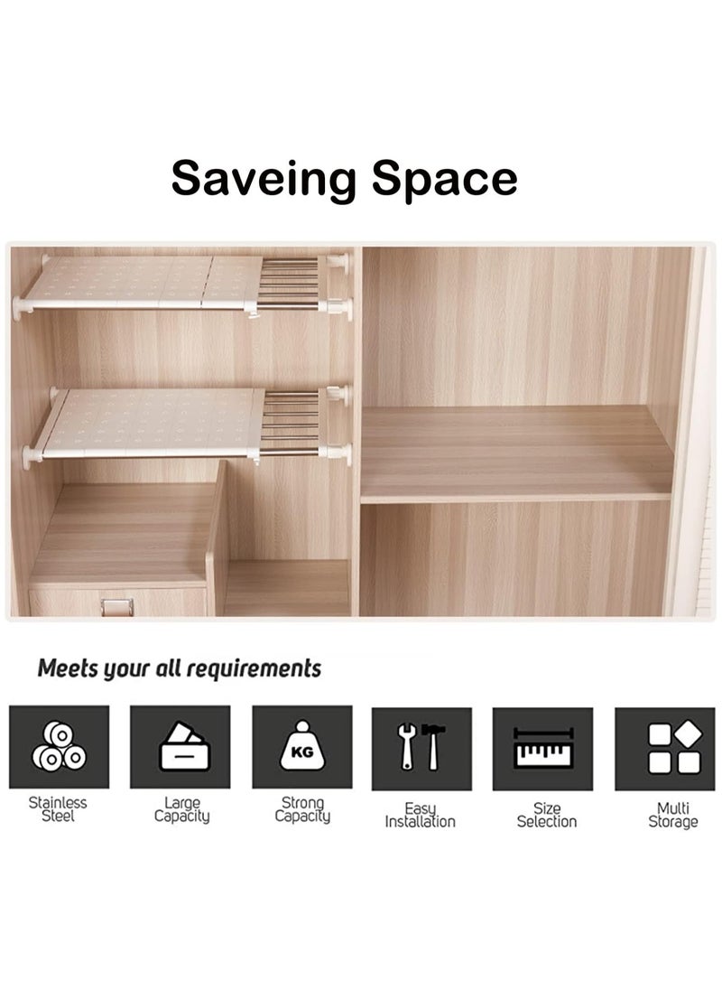Adjustable Telescopic Storage Rack Expandable Separator Shelf for Wardrobe Cupboard Bookcase Compartment Collecting 24x60cm