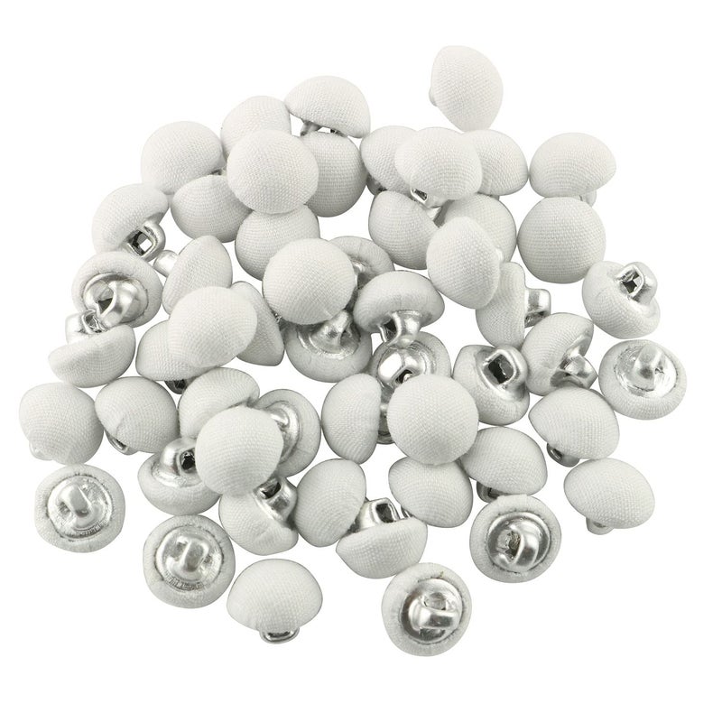 YHXiXi YHXiXi 50pcs Metal Handle Buttons for Tuxedo Suits Gowns Blouses Coats White Smooth Satin Covered Metal Shank Buttons 10mm Wedding Dress Buttons