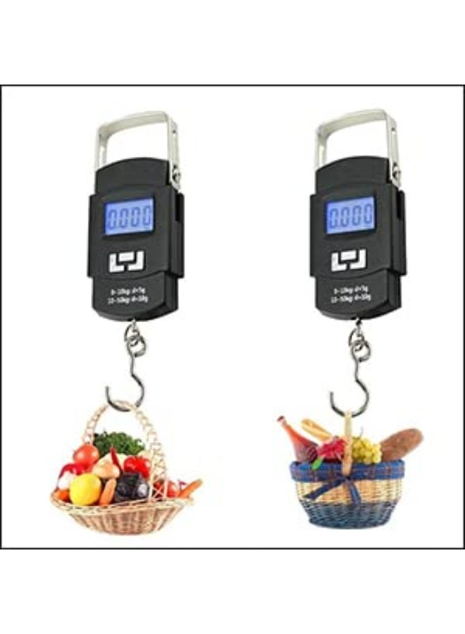 فكسر ميزان فيكسر الإلكتروني المحمول لصيد الأسماك بشاشة LED رقمية، 50 كجم (أسود) - Image 3