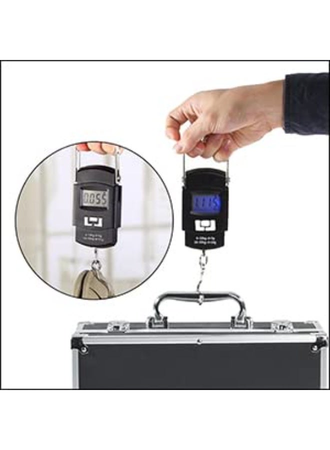 فكسر ميزان فيكسر الإلكتروني المحمول لصيد الأسماك بشاشة LED رقمية، 50 كجم (أسود) - Image 4