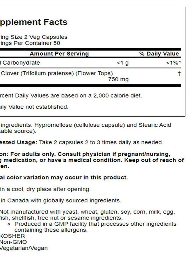 Now Foods Red Clover 375 Mg 100 Caps - Image 2