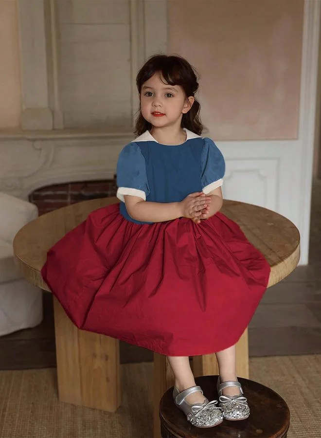 Take Two Girls Color Block Puff Sleeve Dress