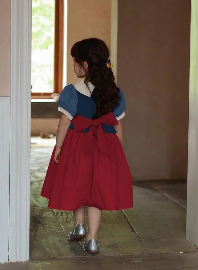 Take Two Girls Color Block Puff Sleeve Dress