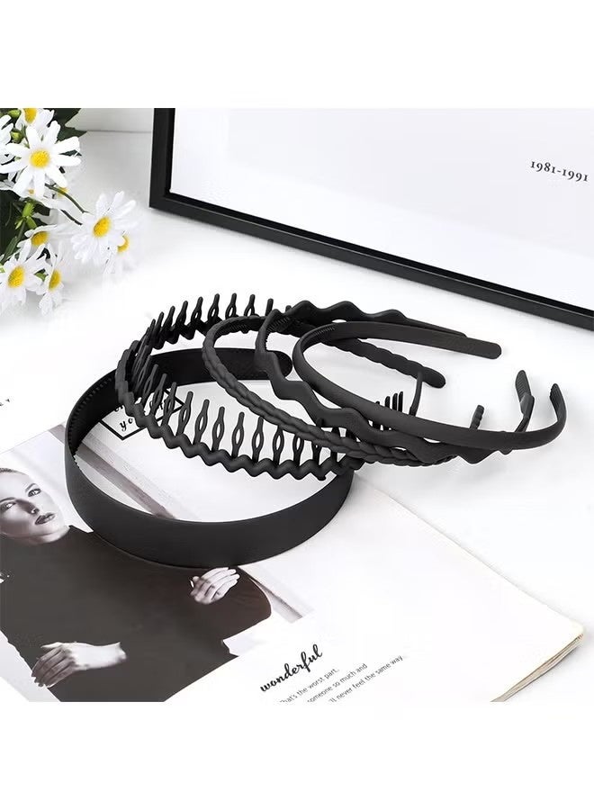 5 Pcs Matte Headbands for Women, Fashion Non Slip Headbands with Teeth, Wide Hair band Hair Accessories for Women and Girls (Black) - Image 3