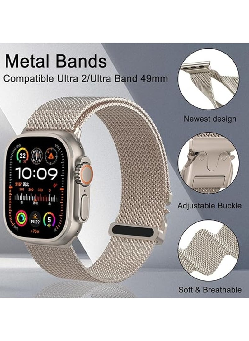 Generic - Milanese Mesh Loop Band Compatible with Apple Watch Ultra 1/2 49mm 46mm 45mm 44mm 42mm Men Women, Designer Parachute-Style Metal Buckle Adjustable Strap for iWatch SE Series 10 9 8 7 6 5 4 3 2 1 SE - Image 1