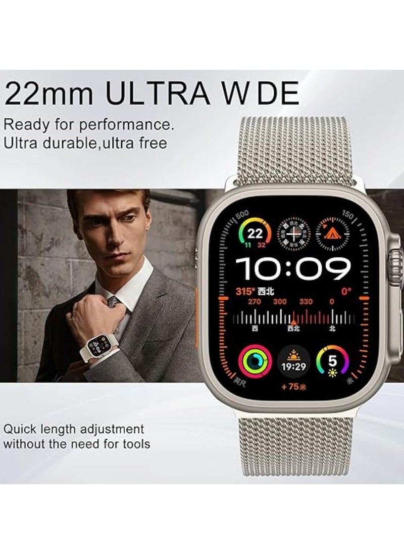 Generic - Milanese Mesh Loop Band Compatible with Apple Watch Ultra 1/2 49mm 46mm 45mm 44mm 42mm Men Women, Designer Parachute-Style Metal Buckle Adjustable Strap for iWatch SE Series 10 9 8 7 6 5 4 3 2 1 SE - Image 1