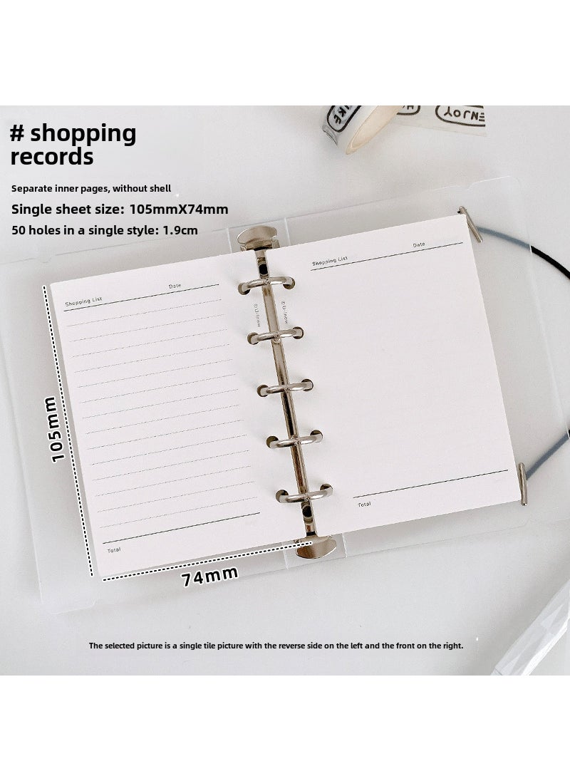 Generic Domestic Kumamoto Paper M5 A8 Grid Line Planner Refill 5-Hole Pages Shopping record 74*105mm (punched) 