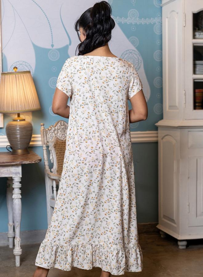 أدريا فستان نوم أداريا بأكمام قصيرة وطبعة - Image 3