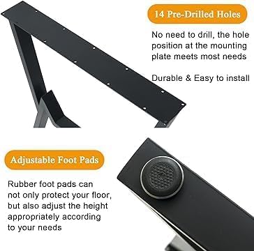 Reyox Metal Table Legs 28 Height Upgraded 2Tier Heavy Duty Desk Legs Made of Square TubeMetal Desk Legs Coffee Table Legs1 Set of 2 pcs - Image 5