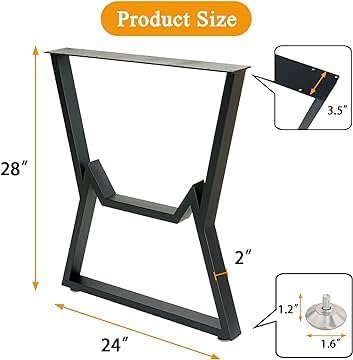Reyox Metal Table Legs 28 Height Upgraded 2Tier Heavy Duty Desk Legs Made of Square TubeMetal Desk Legs Coffee Table Legs1 Set of 2 pcs - Image 3