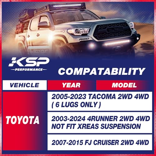 KSP PERFORMANCE KSP 3" Front Leveling Lift Kits fit for Tacoma 2005-2023 4Runner 2003-2024 FJ Cruiser 2007-2015，Forged 6061-T6 Aluminum Strut Spacers Raise Front 3inch on To-yo-ta Pickup(Package of 2pcs,Black) - Image 2