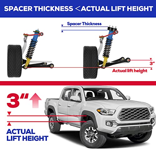 KSP PERFORMANCE KSP 3" Front Leveling Lift Kits fit for Tacoma 2005-2023 4Runner 2003-2024 FJ Cruiser 2007-2015，Forged 6061-T6 Aluminum Strut Spacers Raise Front 3inch on To-yo-ta Pickup(Package of 2pcs,Black) - Image 4