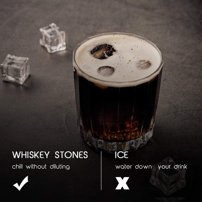 Ahier Whiskey Stones Set of 6 Whiskey Chilling Stones Reusable Ice Cubes Whiskey Rocks Perfect Whiskey Gifts for Men - Image 3