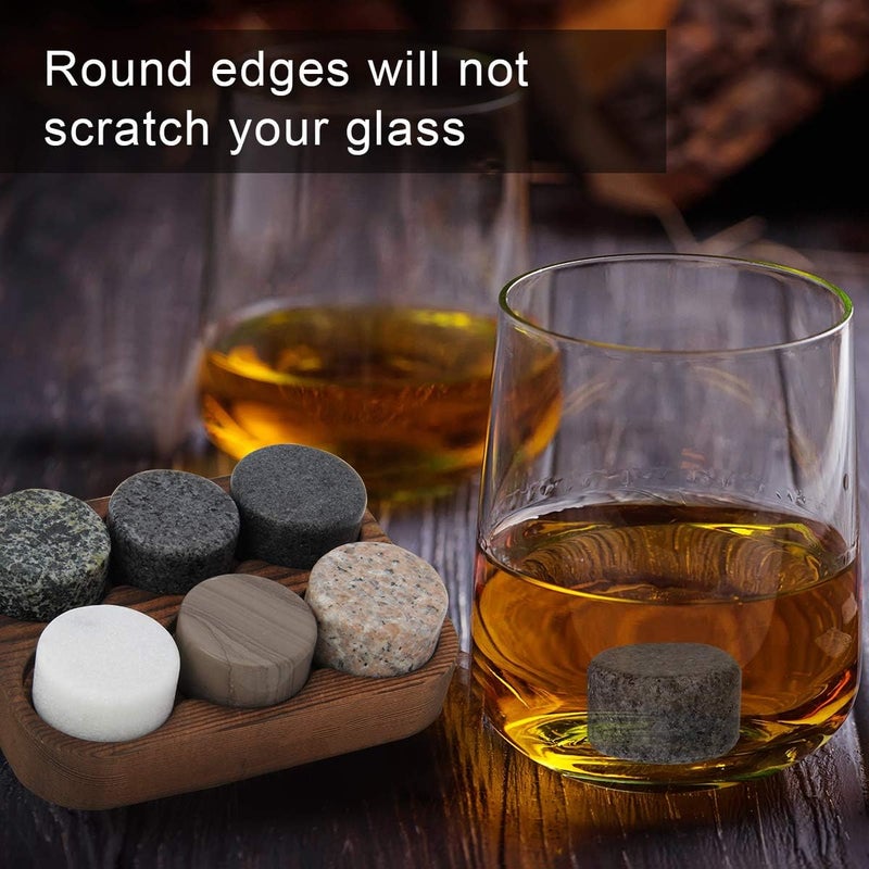 Ahier Whiskey Stones Set of 6 Whiskey Chilling Stones Reusable Ice Cubes Whiskey Rocks Perfect Whiskey Gifts for Men - Image 4