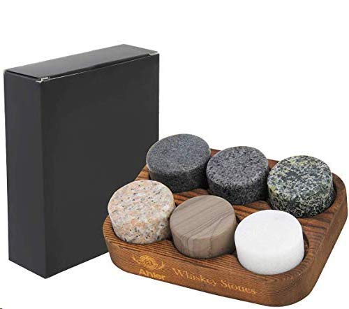 Ahier Whiskey Stones Set of 6 Whiskey Chilling Stones Reusable Ice Cubes Whiskey Rocks Perfect Whiskey Gifts for Men - Image 1