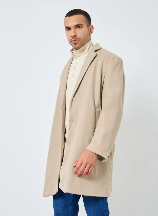 Styli Styli Men Beige Longline Wool Like Coat