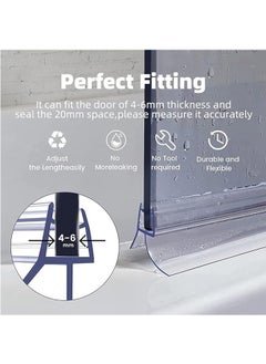 LENND Shower Door Seal Strip for 4-6mm Glass - Covers up to 20mm Gap - Perfect Transparent Shower Screen Seal Replacement with 90cm Adjustable Length  - Image 2