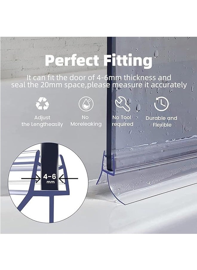 LENND Shower Door Seal Strip for 4-6mm Glass - Covers up to 20mm Gap - Perfect Transparent Shower Screen Seal Replacement with 90cm Adjustable Length  - Image 2