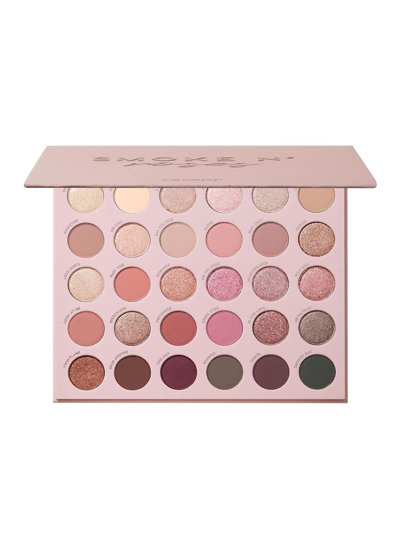 COLOURPOP ColourPop Smoke N Roses Shadow Palette - Rosey & Smokey Hues with Metallic and Matte Finishes - High-Pigment Makeup with a Long-Wearing Formula (1.16 oz) 
