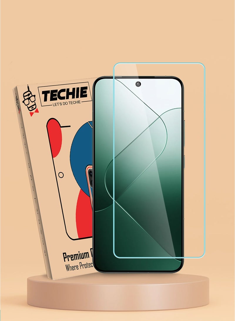 Techie HD Tempered Glass Screen Protector for Xiaomi 14 - Anti Reflection Anti Bubbles 9H Hardness 0.33 mm Rounded Edges Easy Installation - Image 1