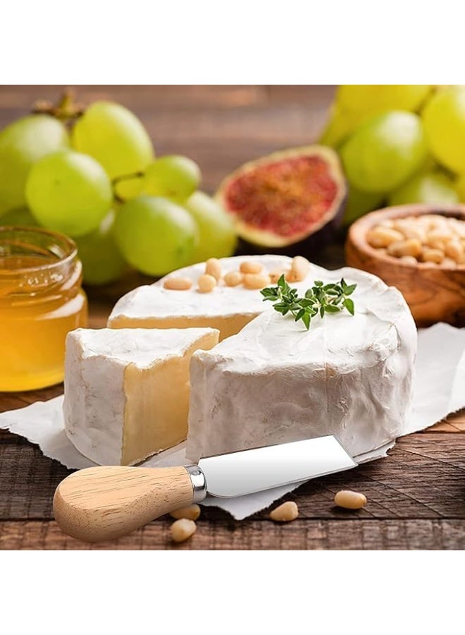 طقم سكاكين جبن وشوكة (عبوة من 4 قطع) - شفرات من الفولاذ المقاوم للصدأ ومقابض خشبية طبيعية - أدوات تقطيع وتقديم احترافية للجبن والبيتزا والزبدة - خامات عالية الجودة. - Image 3