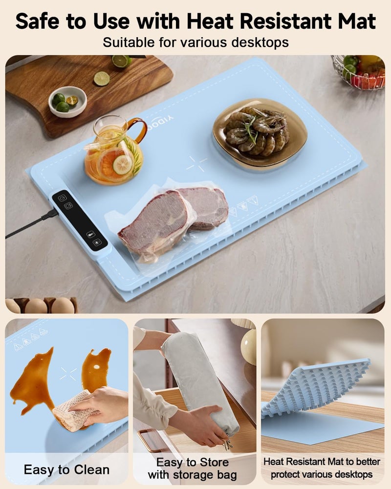 Yidoo Food Warming Mat with Anti Scald Mat Storage Bag Safety Lock YIDOO Silicone Electric Warming Tray for Food with 5 Temperature 4 Time Moder Roll Up Portable Food Warmers for Parties Buffet Gatherings - Image 3