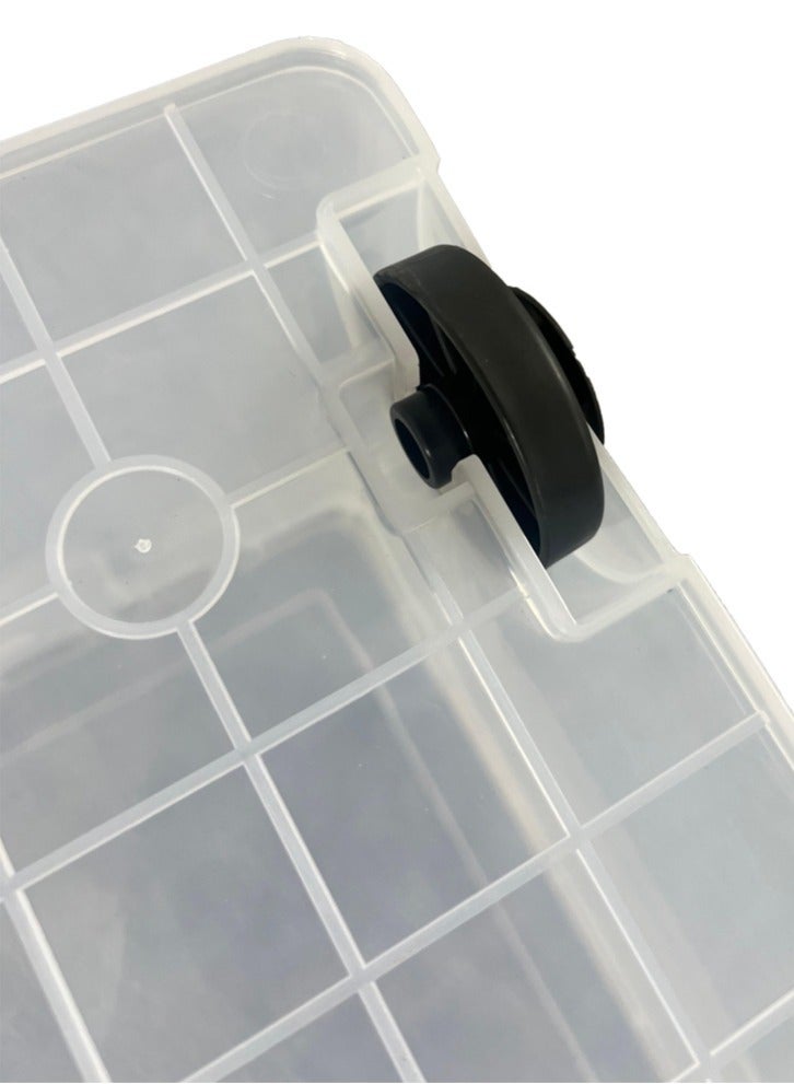 Concept home Plastic Storage Box Multipurpose Transparent Plastic Storage Box With Wheels And Lockable Lid 80L Clear/Black - Image 5