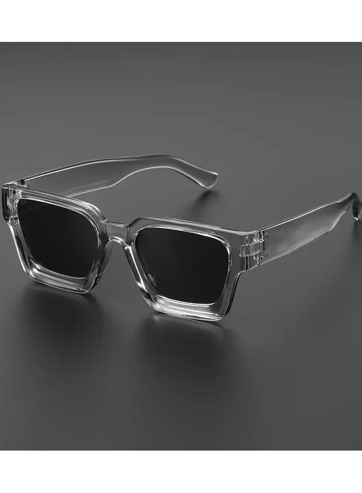 Retro 1 Piece Transparent Square Frame Fashion Sunglasses - Stylish Party & Casual Wear | Perfect Gift Choice - Image 1