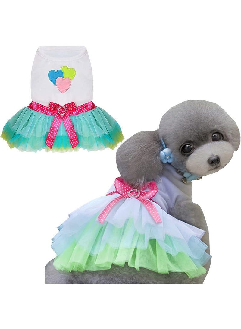 Dog Dress Luxury Puppy Skirt Clothes Princess Dresses Wedding Evening Tutu Skirt Red Lips Bowknot Dress for Small Dog Girl L Green - Image 1