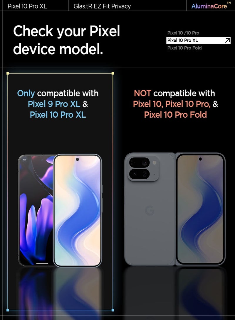 Spigen GLAStR EZ Fit Google Pixel 10 Pro XL | Pixel 9 Pro XL PRIVACY Screen Protector [2 PACK] Premium Tempered Glass with Auto Align technology - 2 PACK - Image 2