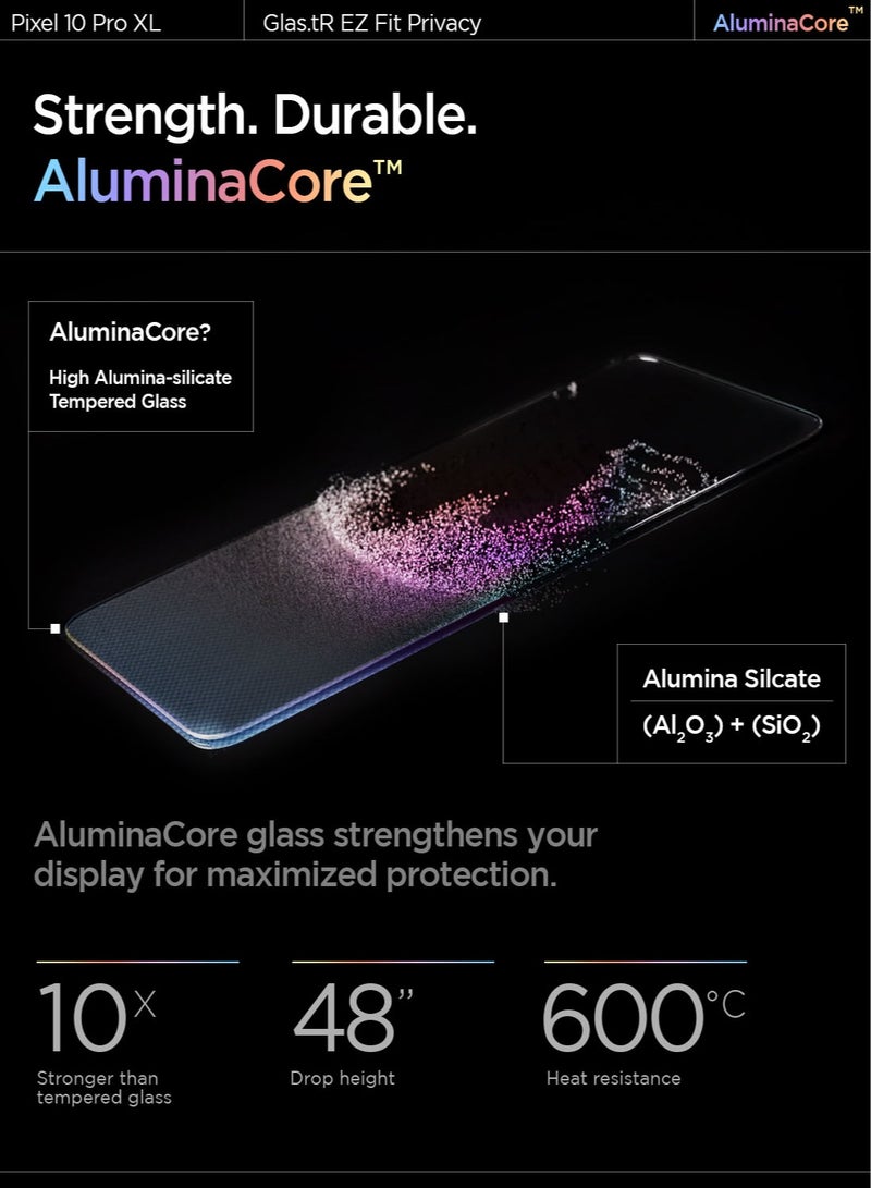 Spigen GLAStR EZ Fit Google Pixel 10 Pro XL | Pixel 9 Pro XL PRIVACY Screen Protector [2 PACK] Premium Tempered Glass with Auto Align technology - 2 PACK - Image 4