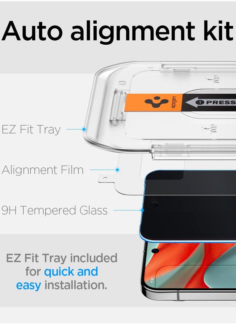 Spigen - GLAStR EZ Fit Google Pixel 9 Pro XL PRIVACY Screen Protector [2 PACK] Premium Tempered Glass with Auto Align technology - 2 PACK - Image 1