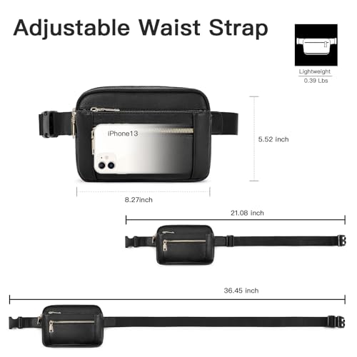 Telena Fanny Packs for Women Cross Body Bag Leather Belt Bag Fashionable Waist Bag with Adjustable Strap Black - Image 3