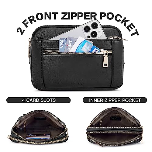 Telena Fanny Packs for Women Cross Body Bag Leather Belt Bag Fashionable Waist Bag with Adjustable Strap Black - Image 5