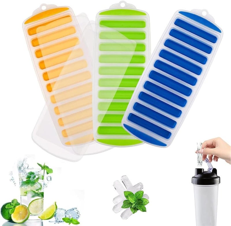 Long Ice Stick Tray Silicone with Lid - 3PCS Rectangular Narrow Stick Ice Cube Trays - Image 1