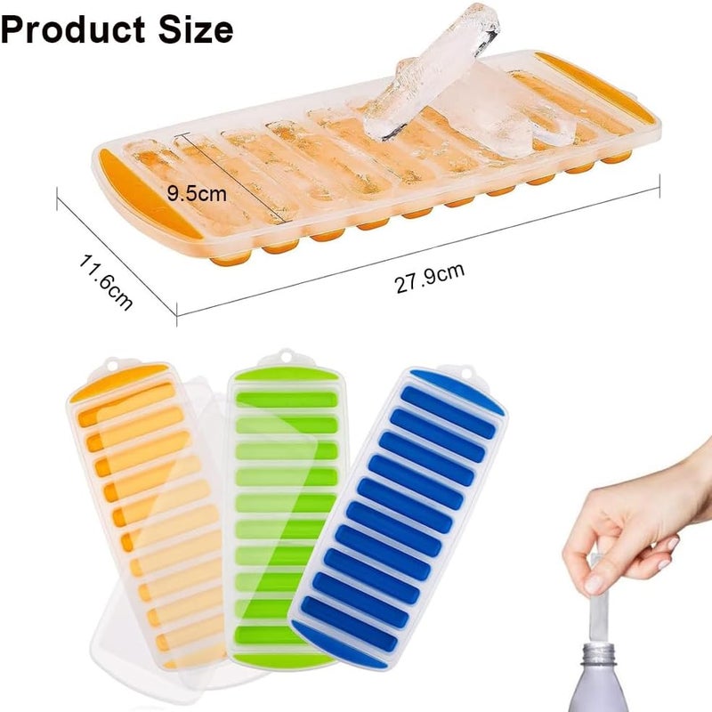 Long Ice Stick Tray Silicone with Lid - 3PCS Rectangular Narrow Stick Ice Cube Trays - Image 5