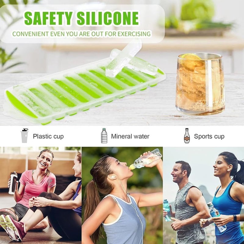 Long Ice Stick Tray Silicone with Lid - 3PCS Rectangular Narrow Stick Ice Cube Trays - Image 3