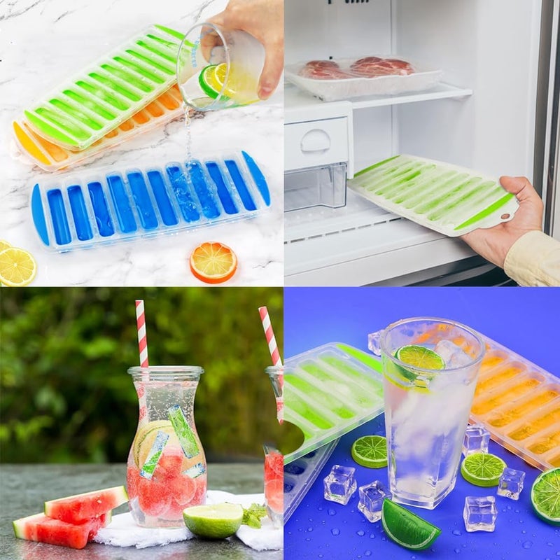 Long Ice Stick Tray Silicone with Lid - 3PCS Rectangular Narrow Stick Ice Cube Trays - Image 2