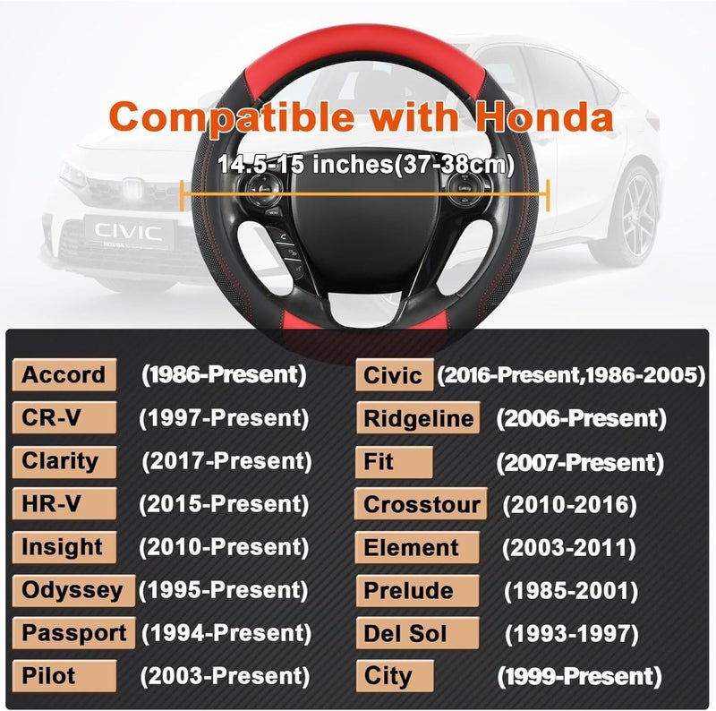 GIANT PANDA Microfiber Leather Steering Wheel Cover for Honda - Image 3
